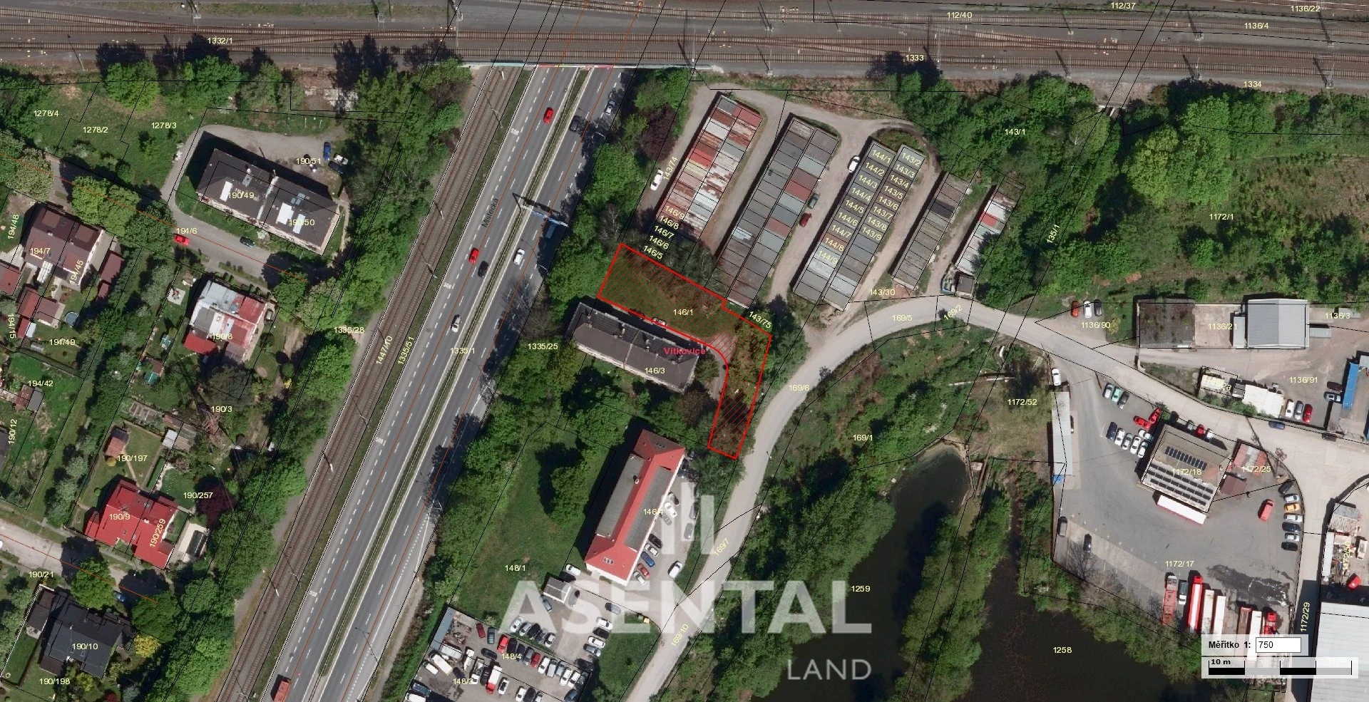 Prodej pozemku o výměře 917 m² v k.ú. Vítkovice v lehkém průmyslu