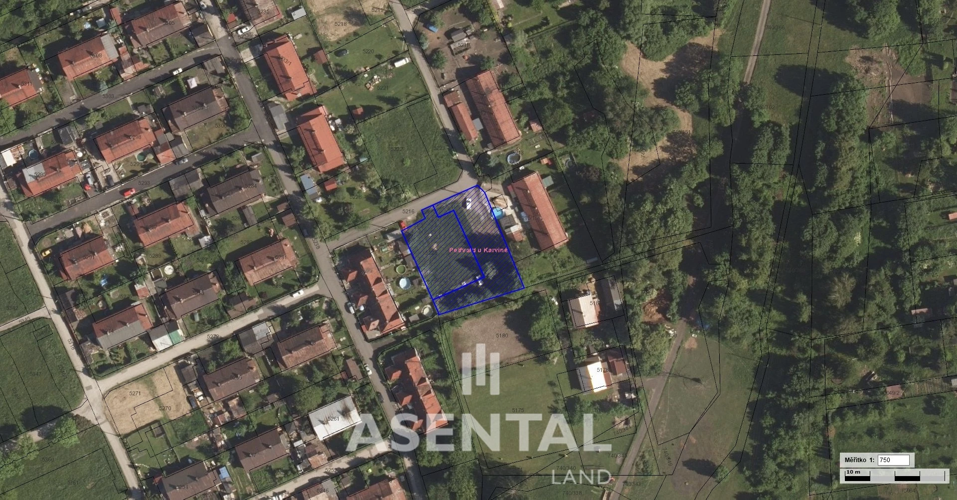 Prodej pozemků o výměře 1 495 m² v k.ú. Petřvald u Karviné